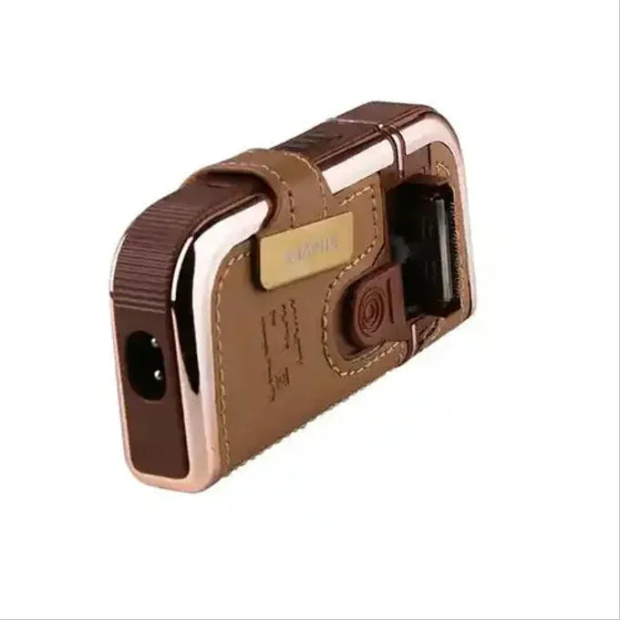 Vintage Leather Travel Shaver Kit