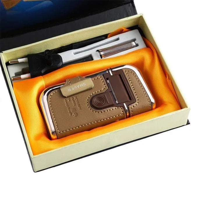 Vintage Leather Travel Shaver Kit