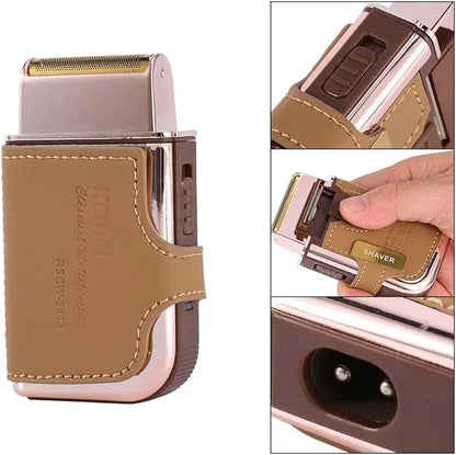 Vintage Leather Travel Shaver Kit
